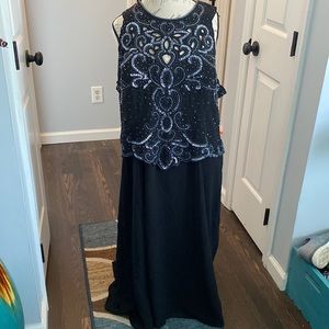 Carissimo Plus Size Beaded Black Gown